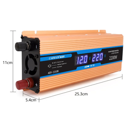 Carmaer 24V to 220V 2200W Car Multi-function Double Digital Display Inverter Household Power Converter, 24V to 220V 2200W