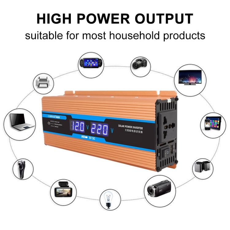 Carmaer 24V to 220V 2200W Car Multi-function Double Digital Display Inverter Household Power Converter, 24V to 220V 2200W