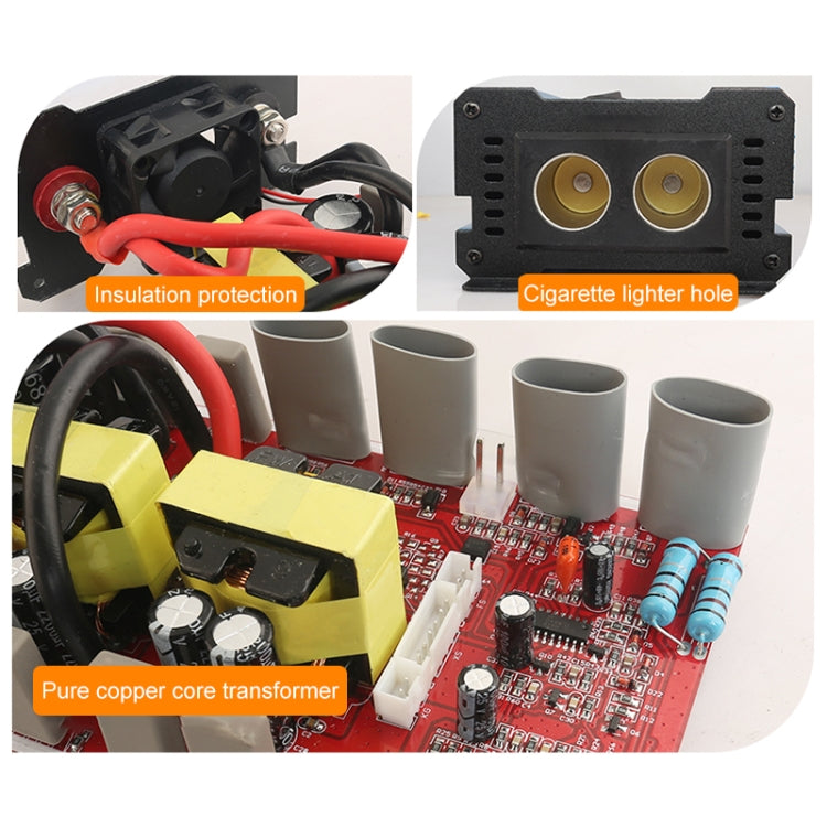 Carmaer 12V to 220V 500W Double Cigarette Lighter Car Double Digital Display Inverter Household Power Converter, 12V to 220V 500W