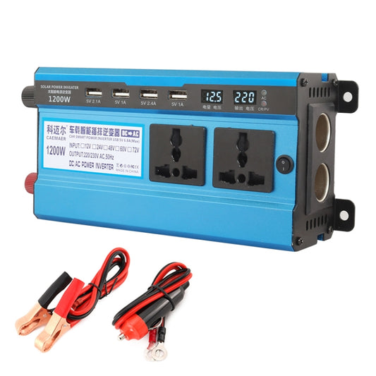 Carmaer 12V to 220V 1200W Double Cigarette Lighter Car Double Digital Display Inverter Household Power Converter, 12V to 220V 1200W