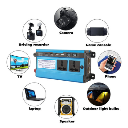 Carmaer 12V to 220V 1200W Double Cigarette Lighter Car Double Digital Display Inverter Household Power Converter, 12V to 220V 1200W