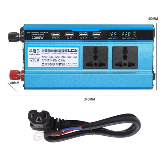 Carmaer 48V to 220V 1200W Double Socket Car Double Digital Display Inverter Household Power Converter, 48V to 220V 1200W
