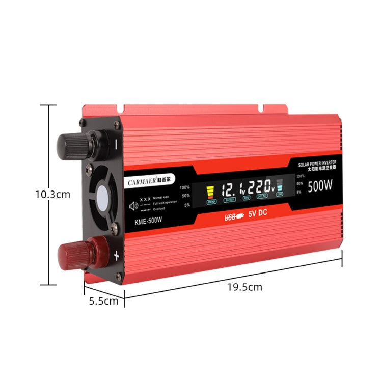 Carmaer Universal 12V to 220V 500W Car LCD Display Inverter Household Power Converter, Universal 12V to 220V 500W