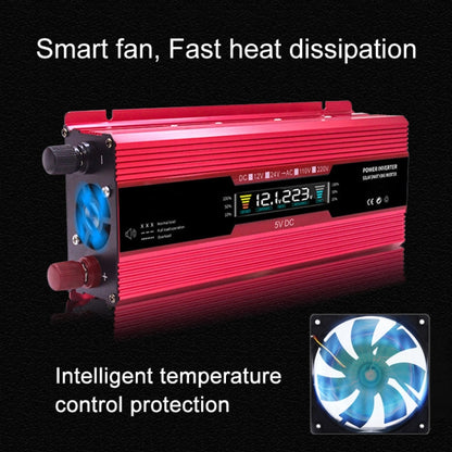 Carmaer Universal 12V to 220V 1200W Car LCD Display Inverter Household Power Converter, Universal 12V to 220V 1200W