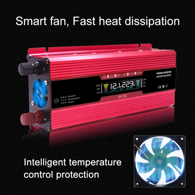 Carmaer Universal 12V to 220V 2000W Car LCD Display Inverter Household Power Converter, Universal 12V to 220V 2000W