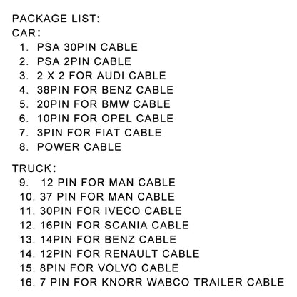 Truck / Car 16 in 1 Conversion Cable Set, 16 in 1 Truck / Car Conversion Cable