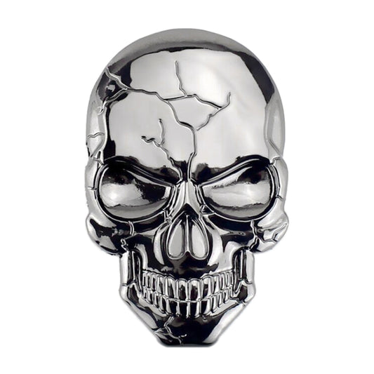 Three-dimensional Devil Skull Metal Car Sticker, Bronze, Silver Grey, Titanium Color
