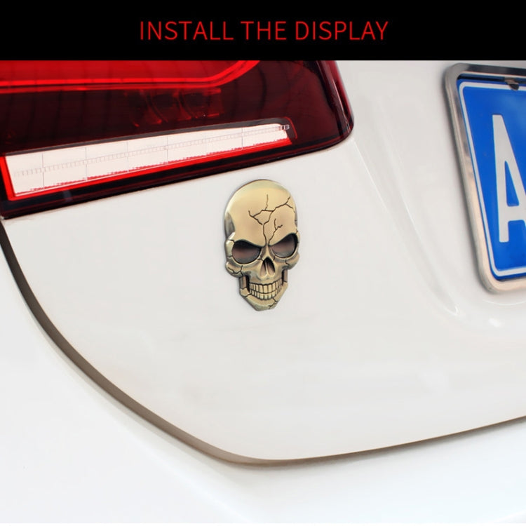 Three-dimensional Devil Skull Metal Car Sticker, Titanium Color, Bronze, Silver Grey