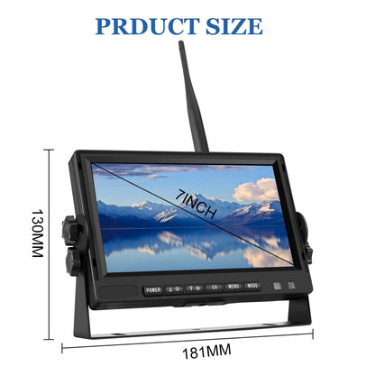7 inch Car Digital Wireless Rear-view Split-screen Monitor Four Record, Four Record