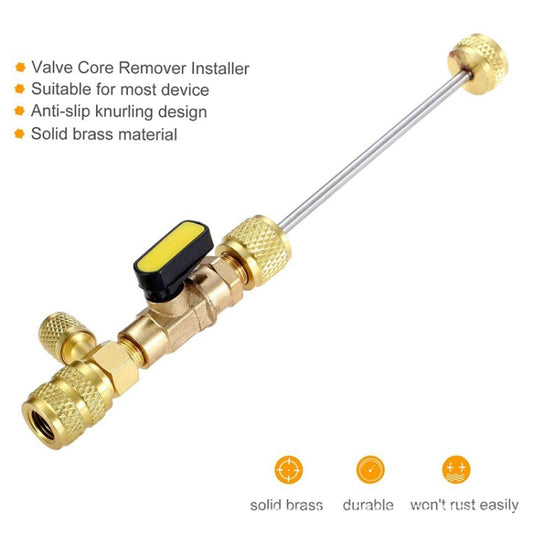 R410A R22 Spool Remover Installation Tool with Dual Size SAE 1/4 and 5/16 Ports, R410A