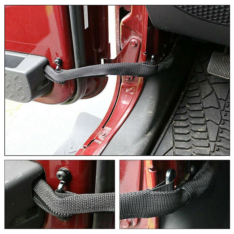 Car Long Door Limit Braided Rope Strap for Jeep Wrangler, Long (Black), Long (Red)
