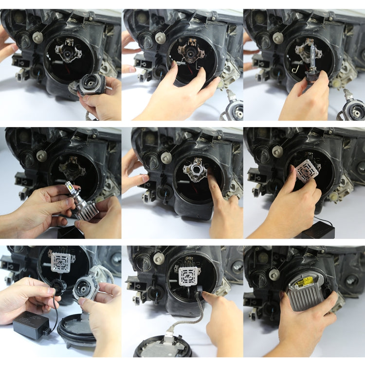 1 Pair D Series D2 Car HID Ballast to LED Headlight DC12V 35W 6000K 7000LM, 7040 Lamp Bead, D2