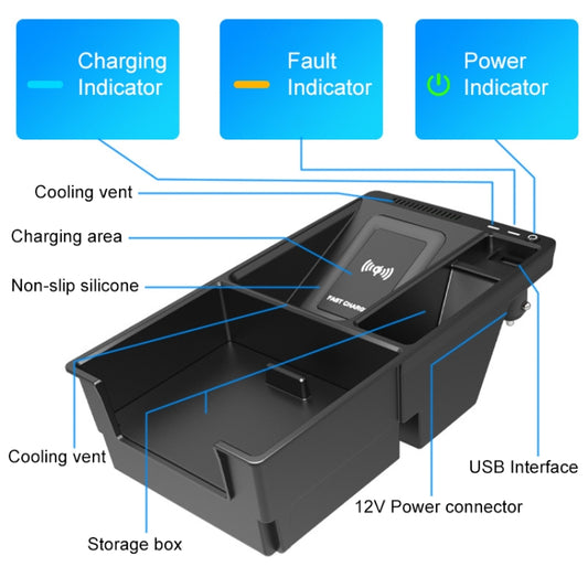 Chargeur sans fil HFC-1050 pour voiture, norme Qi, charge rapide 10W pour Audi A4L 2017-2022, conduite à gauche, HFC-1050