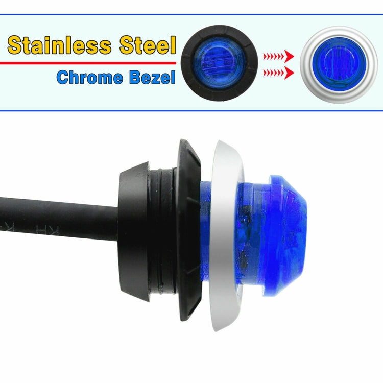 10 PCS MK-118 3/4 inch Metal Frame Car / Truck 3LEDs Side Marker Indicator Lights Bulb Lamp, MK-118(Blue Light), MK-118(Green Light), MK-118(Red Light), MK-118(White Light), MK-118 (Yellow Light)