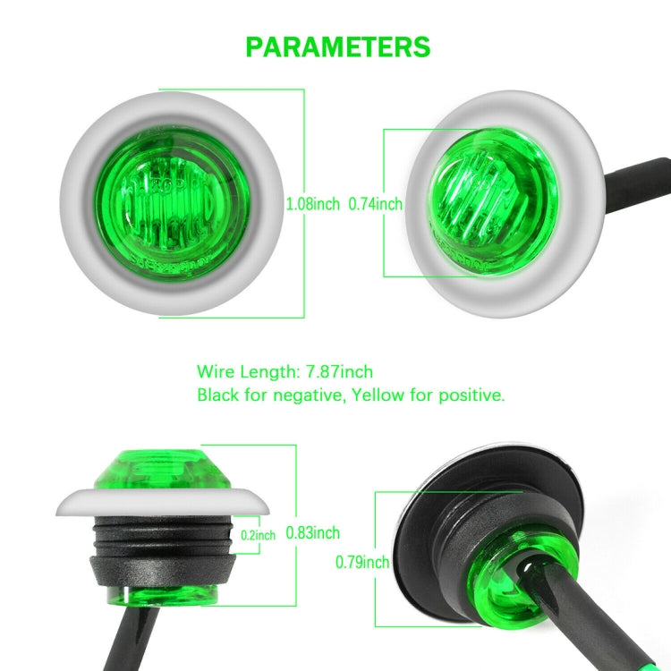 10 PCS MK-118 3/4 inch Metal Frame Car / Truck 3LEDs Side Marker Indicator Lights Bulb Lamp, MK-118(Green Light), MK-118(Red Light), MK-118(White Light), MK-118 (Yellow Light), MK-118(Blue Light)