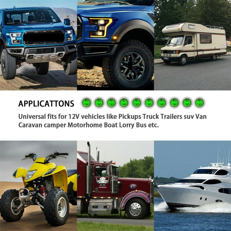 10 PCS MK-118 3/4 inch Metal Frame Car / Truck 3LEDs Side Marker Indicator Lights Bulb Lamp, MK-118(Green Light), MK-118(Red Light), MK-118(White Light), MK-118 (Yellow Light), MK-118(Blue Light)