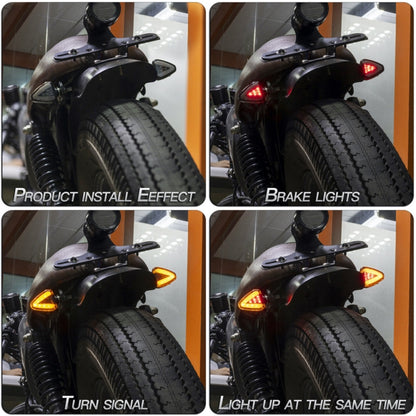 2 PCS KC018A Motorcycle Triangular V-shaped Two-color LED Brake Turn Signal Light, KC018A