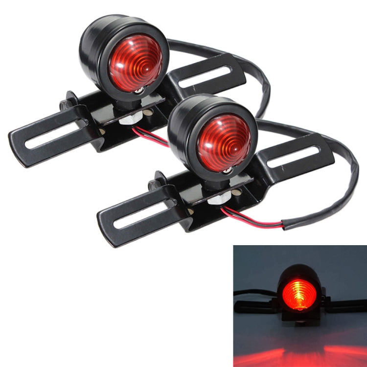 2 PCS KC-WD-FGZXD Moto Rétro Ronde Feu Stop avec Support de Plaque d'Immatriculation, Feu Stop