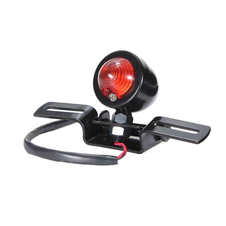 2 PCS KC-WD-FGZXD Moto Rétro Ronde Feu Stop avec Support de Plaque d'Immatriculation, Feu Stop