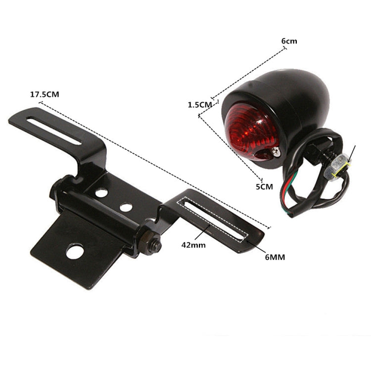 2 PCS KC-WD-FGZXD Moto Rétro Ronde Feu Stop avec Support de Plaque d'Immatriculation, Feu Stop