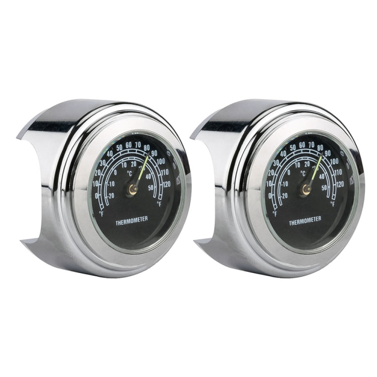 2 PCS Motorcycle 22-25mm Handlebar Thermometer, Thermometer (White), Thermometer (Black)