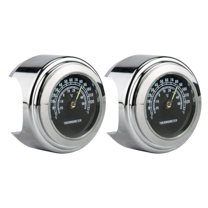 2 PCS Motorcycle 22-25mm Handlebar Thermometer, Thermometer (White), Thermometer (Black)