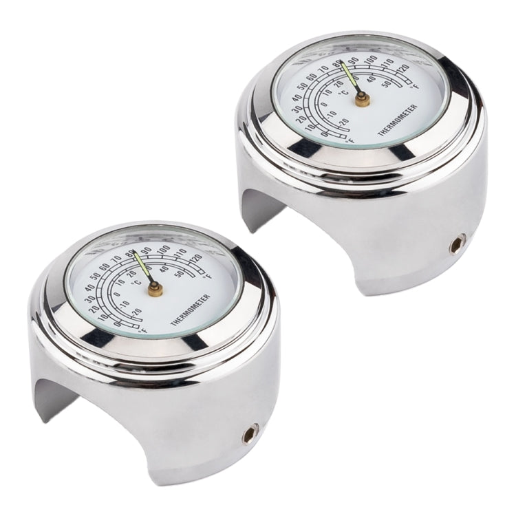 2 PCS Motorcycle 22-25mm Handlebar Thermometer, Thermometer (White), Thermometer (Black)