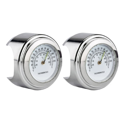 2 PCS Motorcycle 22-25mm Handlebar Thermometer, Thermometer (White), Thermometer (Black)