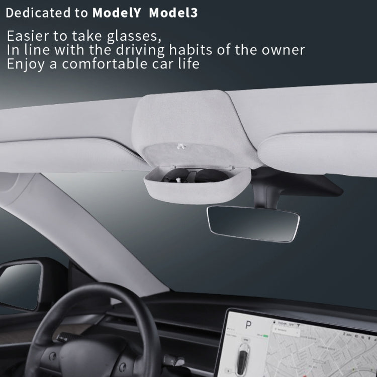 Car Suede Wrap Version Sunglasses Storage Box for Tesla Model 3, Suede Wrap Version for Tesla Model 3