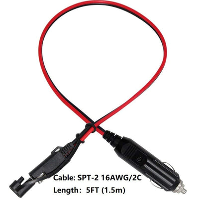 12V SAE Car Power Cord Cigarette Lighter Plug to Solar Battery Charging Connecting Cable, Length: 1.5m, 1.5m