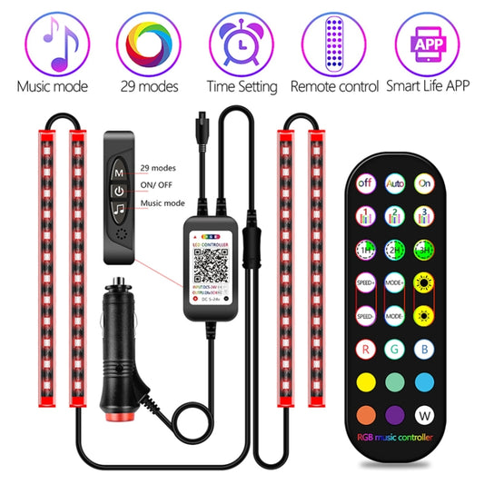 Y11 Cigarette Lighter Car Colorful RGB Foot LED Atmosphere Light, Y11 Cigarette Lighter