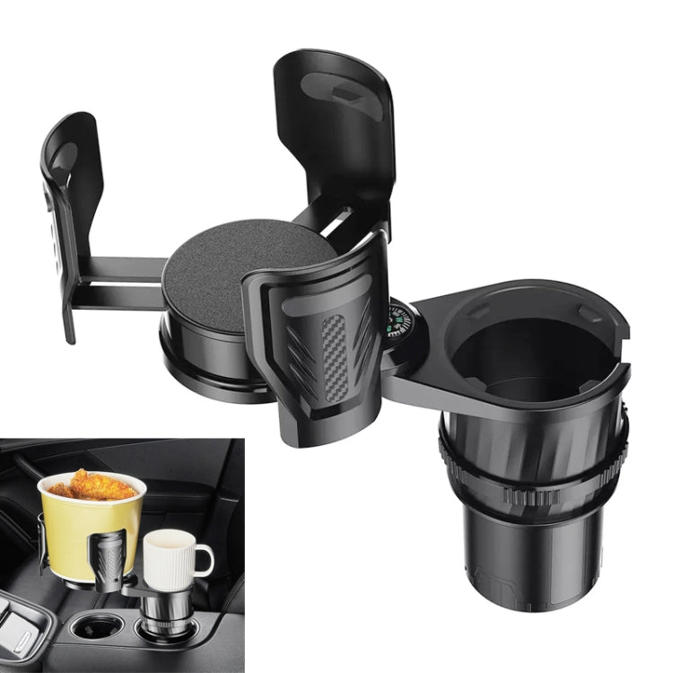 Car Multifunctional Retractable Rotating Water Cup Holder with Compass, SB-3088 Black