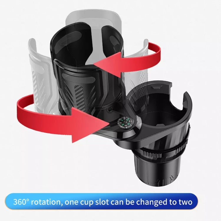 Car Multifunctional Retractable Rotating Water Cup Holder with Compass, SB-3088 Black