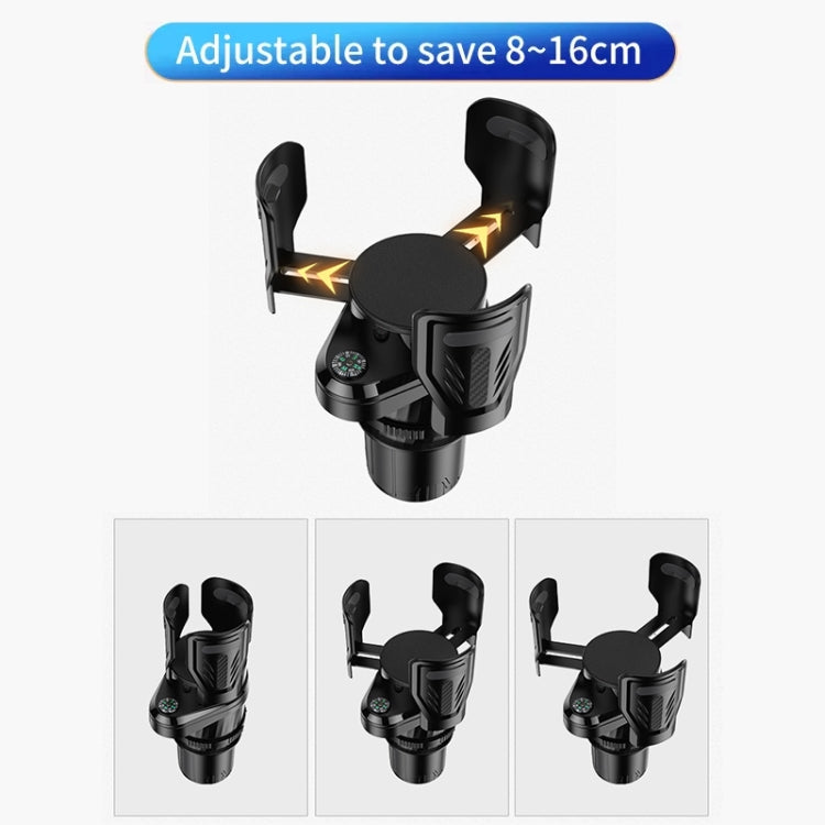 Car Multifunctional Retractable Rotating Water Cup Holder with Compass, SB-3088 Black