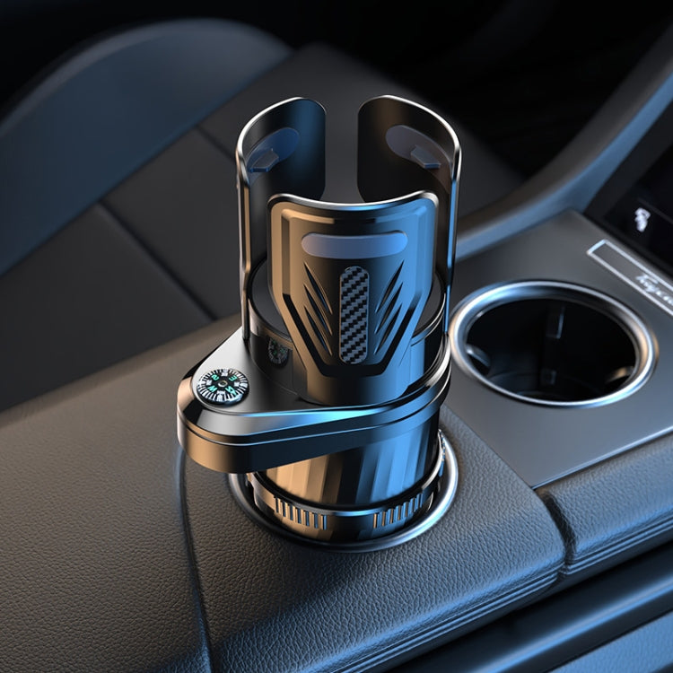 Car Multifunctional Retractable Rotating Water Cup Holder with Compass, SB-3088 Black