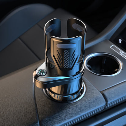 Car Multifunctional Retractable Rotating Water Cup Holder with Compass, SB-3088 Black