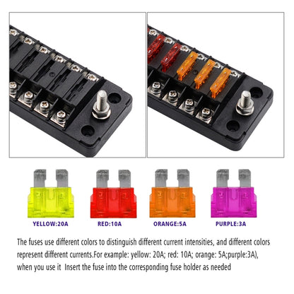 ZH-979A2 FB1904 1 In 1 Out 12 Ways Positive Negative Fuse Box with 24 Fuses for Auto Car Truck Boat, ZH-979A2