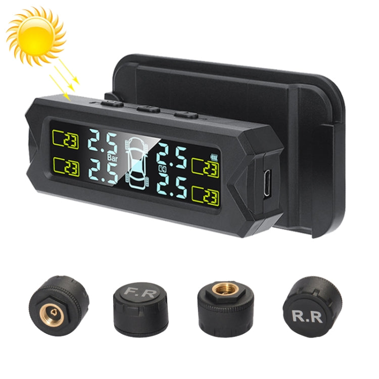 Car High Precision Solar Charging Tire Pressure Monitoring System TPMS ...