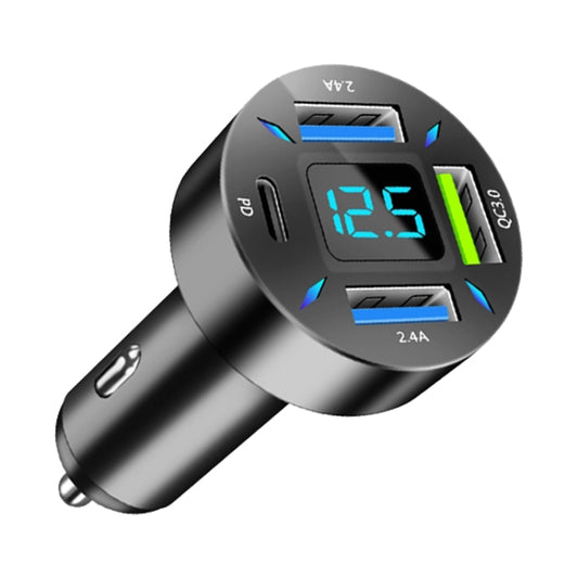 Chargeur rapide de voiture avec affichage numérique 4 en 1 USB PD20W+QC3.0+2.4A, PD20W+QC3.0+2.4A
