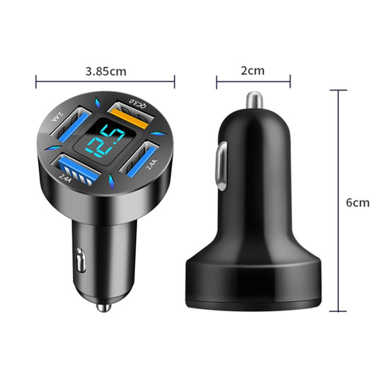 Chargeur de voiture rapide 4 en 1 USB QC3.0 avec affichage numérique, QC3.0