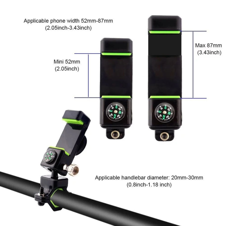 Bicycle / Motorcycle Anti-theft Anti-take Off Mobile Phone Holder with Light, with Light (Black), with Light (Green)