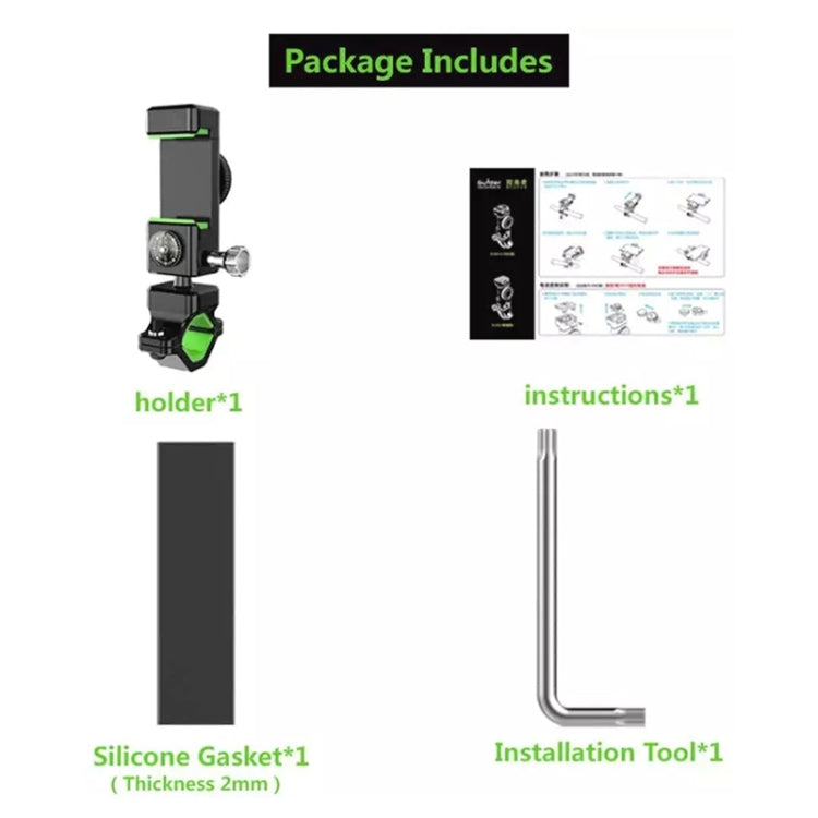 Bicycle / Motorcycle Anti-theft Anti-take Off Mobile Phone Holder with Light, with Light (Black), with Light (Green)