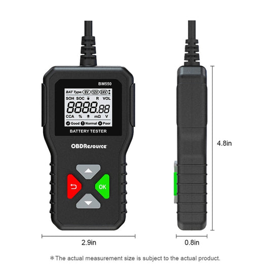 BM550 6V / 12V / 24V 3 in 1 Battery Tester Analyzer Battery Life Detector, BM550