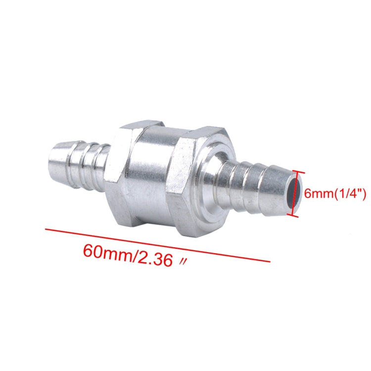 Car 6mm Aluminium Alloy Fuel Petrol One Way Non Return Check Valve, 6mm Silver