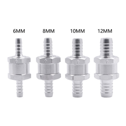 Car 6mm Aluminium Alloy Fuel Petrol One Way Non Return Check Valve, 6mm Silver
