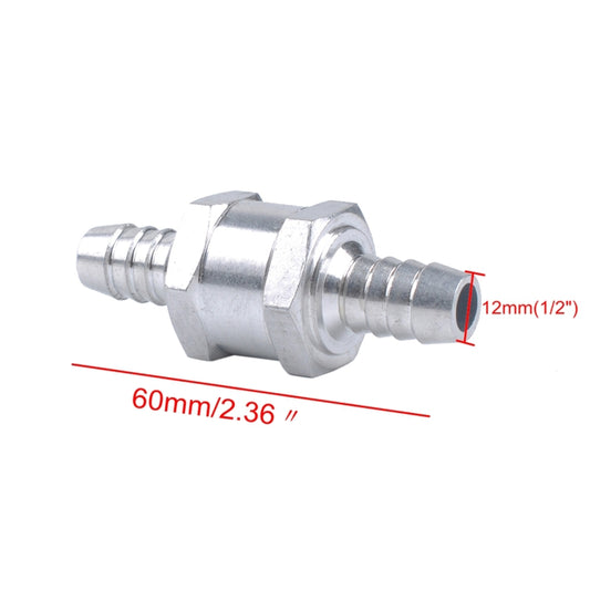Car 12mm Aluminium Alloy Fuel Petrol One Way Non Return Check Valve, 12mm Silver