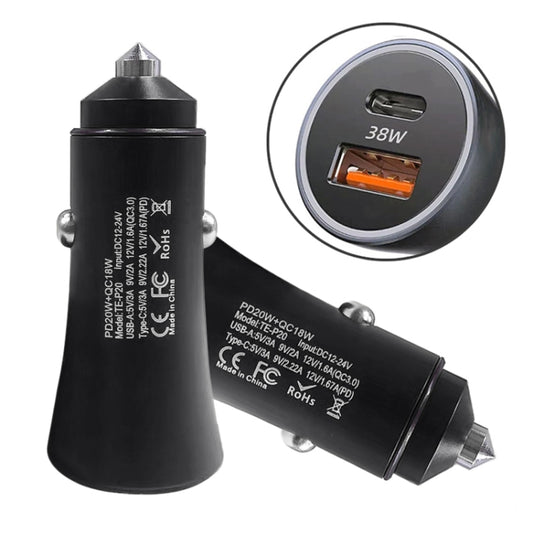 Chargeur rapide de voiture double interface en alliage d'aluminium PD 20W