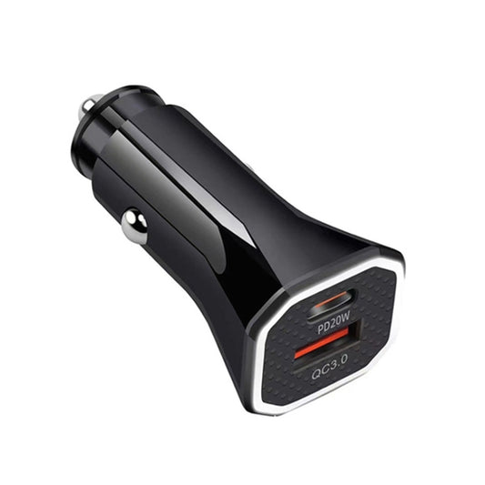 Chargeur rapide carré de voiture 2 en 1 PD + QC3.0, allume-cigare de voiture, chargeur carré de voiture