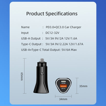 PD + QC3.0 Car 2 in 1 Triangle Fast Charger Car Cigarette Lighter, Car Triangle Charger