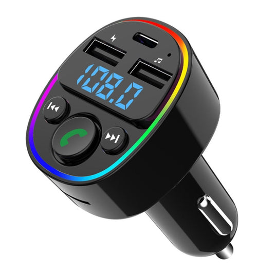 Transmetteur FM Audio Lecteur MP3 Bluetooth de Voiture avec Lumière d'Ambiance, Lecteur MP3